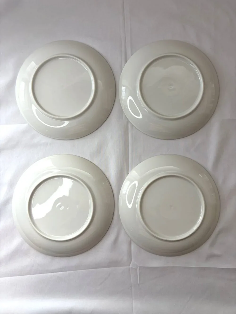 Set of 4 White Porcelain Saucers with Gold Rim 6.25” Cottagecore MCM Minimalist